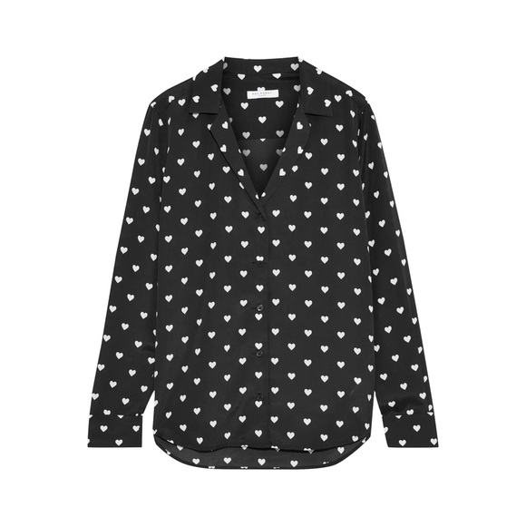 Equipment Heart Print Adalyn Black/White Button Down Shirt in Xs - Picture 5 of 14